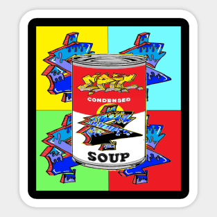 Pop Art Dollar Soup by LowEndGraphics Sticker